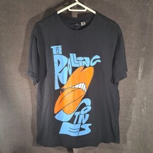 H&M x The Rolling Stones 60s Style Lettering Black Graphic Band Tee VG- XL